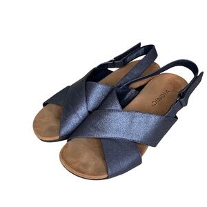 Vionic McKenna, Blue‎ Metallic Sling Back Wedge Sandals, Woman’s Size 8